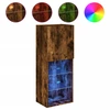 Image de vidaXL Armoire TV avec lampes LED chêne fumé 40,5x30x102 cm