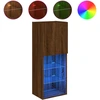 Image de vidaXL Armoire TV avec lampes LED brun imitation chêne 40,5x30x102 cm