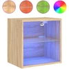 Image de Table de nuit murale avec lampes LED Chêne Sonoma