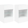 Image de Armoires TV murales avec lampes LED 2 pcs. Blanc 40x30x60,5 cm