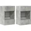 Image de Armoires TV murales avec lampes LED 2 pcs. Gris béton 40x30x60,5 cm