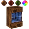 Image de vidaXL Armoire TV murale avec lampes LED Chêne fumé 40x30x60,5 cm