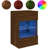 Image de Meuble TV mural avec éclairage LED brun imitation chêne 40x30x60,5cm