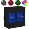 Image de vidaXL Armoire TV murale avec lampes LED Noir 58,5x30x60,5 cm