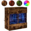 Image de vidaXL Armoire TV murale avec lampes LED Chêne fumé 58,5x30x60,5 cm