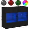Image de vidaXL Armoire TV murale avec lampes LED Noir 78,5x30x60,5 cm