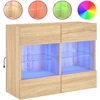 Image de vidaXL Armoire TV murale avec lampes LED Chêne Sonoma 78,5x30x60,5 cm