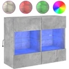 Image de vidaXL Armoire TV murale avec lampes LED gris béton 78,5x30x60,5 cm