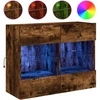 Image de vidaXL Armoire TV murale avec lampes LED chêne fumé 78,5x30x60,5 cm