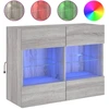 Image de vidaXL Armoire TV murale avec lampes LED Gris Sonoma 78,5x30x60,5 cm