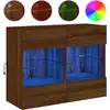 Image de vidaXL Armoire TV murale avec lampes LED brun imitation chêne