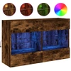 Image de Armoire TV murale avec lampes LED Chêne fumé 98,5x30x60,5 cm