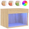 Image de vidaXL Table de nuit murale avec lampes LED Chêne Sonoma