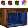 Image de Table de nuit murale avec lampes LED Chêne fumé