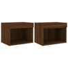 Image de vidaXL Tables de chevet murales avec lampes LED 2 pcs. Brun aspect ch  ne