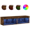 Image de vidaXL Armoires TV avec lampes LED 2 pcs. Chêne fumé 60x30x30 cm