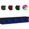 Image de vidaXL Armoires TV avec lampes LED 2 pcs. noir 80x30x30 cm