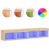 Image de vidaXL Armoires TV avec lampes LED 2 pcs. chêne Sonoma 80x30x30 cm