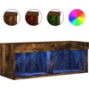 Image de vidaXL Armoire TV avec lampes LED chêne fumé 80x30x30 cm