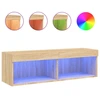 Image de vidaXL Armoire TV avec lampes LED Chêne Sonoma 100x30x30 cm