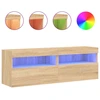 Image de vidaXL Armoires TV murales avec lampes LED 2 pcs. chêne Sonoma 60x30x40cm