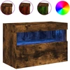 Image de vidaXL Armoire TV murale avec lampes LED chêne fumé 60x30x40 cm