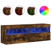 Image de vidaXL Armoires murales TV avec lampes LED 2 pcs. Chêne fumé 60x30x40cm
