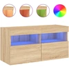 Image de vidaXL Armoire TV murale avec lampes LED Chêne Sonoma 80x30x40 cm