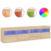 Image de vidaXL Armoires TV murales avec lampes LED 2 pcs. chêne Sonoma 80x30x40cm