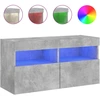 Image de vidaXL Armoire TV murale avec lampes LED gris béton 80x30x40 cm
