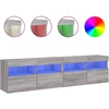 Image de vidaXL Armoires TV murales avec lampes LED 2 pcs. Gris Sonoma 80x30x40 cm