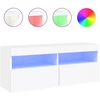 Image de vidaXL Armoire TV murale avec lampes LED blanc 100x30x40 cm