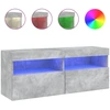 Image de vidaXL Armoire TV murale avec lampes LED gris béton 100x30x40 cm