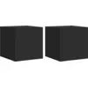 Image de vidaXL Armoires TV murales avec lampes LED 2 pcs. noir 30,5x35x30 cm
