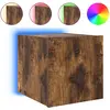 Image de vidaXL Armoire TV murale avec lampes LED chêne fumé 30,5x35x30 cm