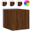 Image de vidaXL Armoire TV murale avec lampes LED brun aspect chêne 30,5x35x30cm