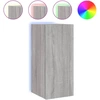 Image de vidaXL Armoire TV murale avec lampes LED Gris Sonoma 30,5x35x70 cm