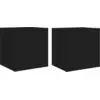 Image de vidaXL Armoires TV murales avec lampes LED 2 pcs. noir 40,5x35x40 cm