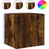 Image de vidaXL Armoire TV murale avec lampes LED chêne fumé 40,5x35x40 cm