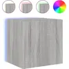 Image de vidaXL Armoire TV murale avec lampes LED Gris Sonoma 40,5x35x40 cm