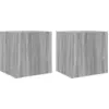 Image de vidaXL Armoires TV murales avec lampes LED 2pcs Gris Sonoma 40,5x35x40cm