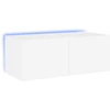 Image de vidaXL Armoire TV murale avec lampes LED blanc 80x35x31 cm