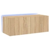 Image de vidaXL Armoire TV murale avec lampes LED Chêne Sonoma 80x35x31 cm