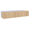 Image de vidaXL Armoires TV murales avec lampes LED 2 pcs. chêne Sonoma 80x35x31cm