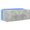 Image de vidaXL Armoire TV murale avec lampes LED gris béton 80x35x31 cm