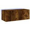 Image de vidaXL Armoire TV murale avec lampes LED chêne fumé 80x35x31 cm