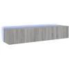 Image de vidaXL Armoires TV murales avec lampes LED 2 pcs. Gris Sonoma 80x35x31 cm