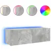 Image de vidaXL Armoire TV murale avec lampes LED gris béton 100x35x31 cm