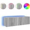 Image de vidaXL Armoire TV murale avec lampes LED Gris Sonoma 100x35x31 cm
