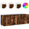 Image de vidaXL Armoires murales TV avec lampes LED 2 pcs. Chêne fumé 60x35x41cm